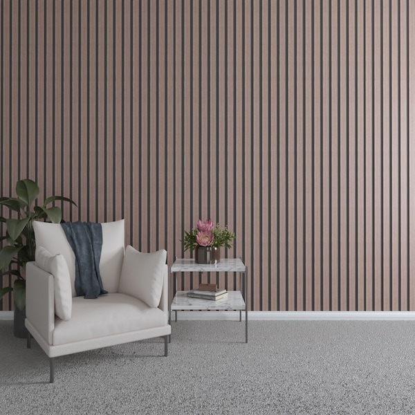 Ekena Millwork 94H x 3/8T Adjustable Wood Slat Wall Panel Kit w/ 2W Slats, Walnut contains 22 Slats SWW66X94X0375WA - main